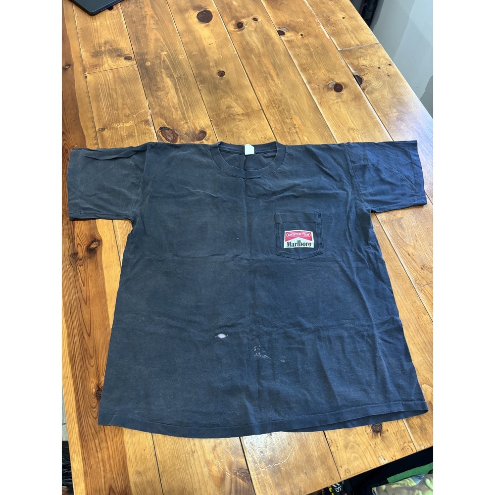 Vintage‎ Marlboro Adventure Team Snake Pocket T-Shirt Men's XL 90s Faded Black